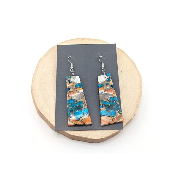 Handmade Earrings Natural Stone Mohave Slab Native American Jewelry NA Peete**